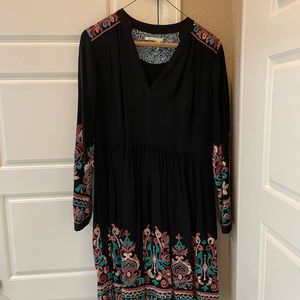Floreat (Anthropologie) embroidered dress in black. Size small